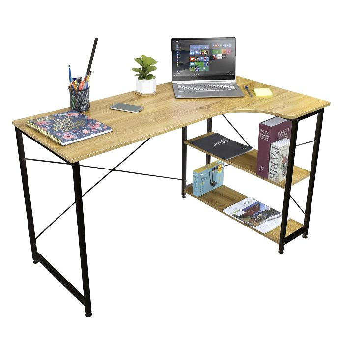 [DESK-12][10066940001023] Escritorio Media Escuadra con Repisas Inferiores
